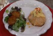 Valentine Dinner - Shrimp And Crab Newburgh In A Phyllo Purse, Warm Forelle Pears Salad And Chocolate Fondue