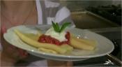 Vanilla Crepes With Whipped White Chocolate Strawberry Mousse