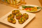 Potato Skins With Avocado Filling And Garlic Mashed Potato