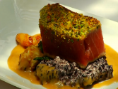 Wasabi Pea Pistachio Crusted Ahi With A Watermelon Salad