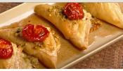 Sweet And Sour Tomatoes With Filo Wrapped Brie Cheese