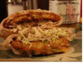 Zucchini Fritter And Spicy Slaw Sandwich
