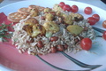 Pressed Rice Mixture With Salted Cherry Tomatoes