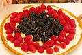 Berry Fruit Pizza with Blackberry and Raspberry for 4th July