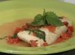 Poached Halibut with Tomato Basil Wine Sauce