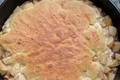 Outdoor Cast Iron Apple Cobbler With Vanilla Cream Cheese And Batter