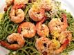 Arugula Pesto, Pasta and Prawns