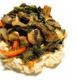 Blood Orange Ginger Teriyaki Beef & Rapini Over Brown Rice Cookin’ Greens Rapini