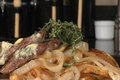 Blue Cheese and Lyonnaise Potato topped Sirloin