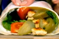 Wrapped Chicken Kebab with Pickles and Garlic Sauce