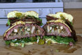 SmokingPit.com - Colossal Trinity BBQ Surf & Turf Burger Slow Cooked on a Yoder YS640 Pellet smoker