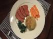 St Patrick's Day Dinner (Glazed Corned Beef-Colcannon Cakes-Glazed Carrots) 