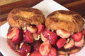 Croissant French Toast with Strawberries and Bananas - Great Weekend Breakfast Brunch