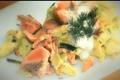 Eggs with Seared Salmon with Leeks 