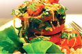 Grilled Eggplant Tomato and Cheese Summer Salad