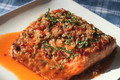 Grilled Salmon with Garlic, Ginger and Basil Sauce 
