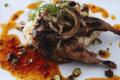 Harisa-Marinated Grilled Quail with Celery Root Puree