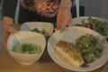 Herb Crusted Halibut with Chilled Avocado Soup and Green Salad