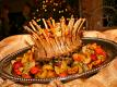 Roast Of Lamb With Roasted  Vegetables, Pomegranate Salad And Cranberry-almond Panna Cotta