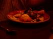 Ice Cream With Apples In Cherry Sauce