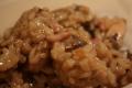 flavoured rice with black mushrooms and chicken meat