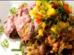 Skirt Steak with Rice and Beans and Mango Salsa