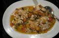 Black Fish With Mushrooms And Cherry Tomatoes