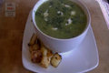 Minty Petit Pois & Gammon Soup with Potato Croutons