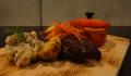 Chipotle smoked pork ribs with Jalapeño cheddar corn fritters, Bacon baked beans  and Potato salad.. 