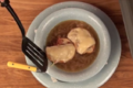 Easy Onion Soup with Bacon and Swiss Cheese Crostini