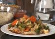 Pan Fried Noodles Topped with Saucy Vegetables