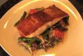 Pan Seared Salmon with Mushroom and Asparagus Ragout