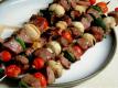 Peach Smoked Sesame Chicken & Beef Kebabs 
