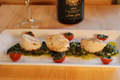 How To Make Scallops On Pesto Sauce And Stuffed Cherry Tomatoes
