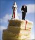 Divorcecake - Wife Standing With Husband's Head And Headless Husband