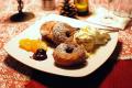 Apple Fritters With Jam, Ice And Whipped Cream
