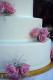 Pink Roses And White Fondant Wedding Cake