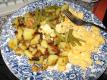 Fried Potatoes With Scrambled Eggs And Beans