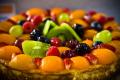 Fruit Tart With Kiwi, Peach, And Raspberry