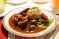 Hirschgulash With Bacon Dumplings And Red Cabbage