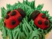 Ladybugs In Grass Frosting On A Cupcake