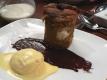 Peanut Butter Bread Pudding With Chocolate Vanilla Ice Cream