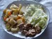 Pork Goulash, Fried Potato, Cucumber Salad