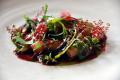 Raw Shrimp With Seaweed, Rhubarb And Herbs
