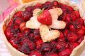 Strawberry Tart With Chocolate Sauce And Hearts