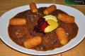 Venison Goulash With Apples, Berries And Potato Croquettes