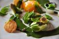 White Asparagus With Poached Egg Yolk And Sauce Of Woodruff