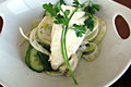 Poached Halibut with Fennel Cucumber Mint Salad