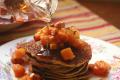 Cornmeal Pancakes with Warm Persimmon Sauce