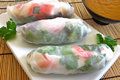 Raw Rice Paper Spring Rolls with Peanut Dipping Sauce